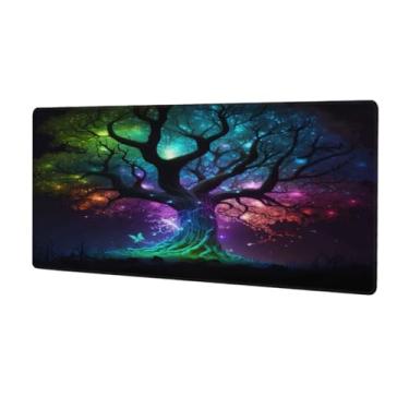 Imagem de Tapete de mouse grande e colorido árvore da vida à prova d'água para computador estendido tapete protetor de mesa antiderrapante base de borracha para escritório, computador, teclado, laptop e mesa de