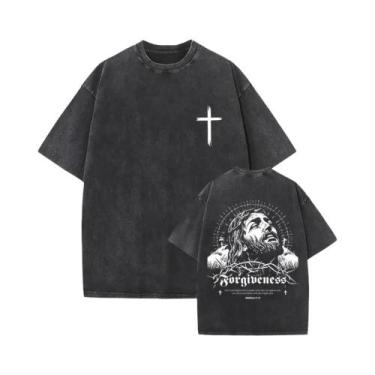 Imagem de Camiseta Religiosa Vintage Lavada Y2K Christian Jesus Forgive Them Fat