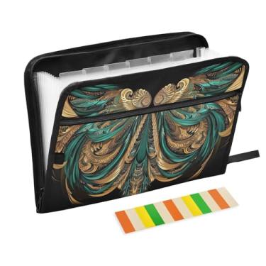 Imagem de Pasta de arquivo sanfonada Feather Wings com 13 bolsos expansíveis com bolso frontal para lápis, pasta organizadora de papel