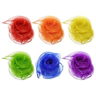 Imagem de PATIKIL Cachecóis de dança, 6 cachecóis quadrados de malabarismo de 61 x 61 cm para brincar de mágica, atividade musical, malabarismo, vestido, vermelho, amarelo, verde, azul, roxo, laranja