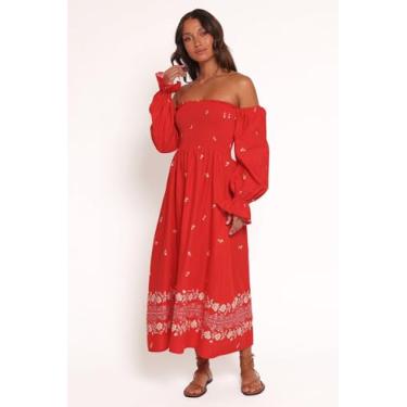 Imagem de Petal & Pup Bandana feminina Domenica-franzida-manga comprida-vestido-vermelho-floral-bandana, Bandana floral vermelha, M