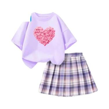 Imagem de Conjunto De Camiseta E Saia Xadrez Com Estampa De Gato Fantasma De Hal