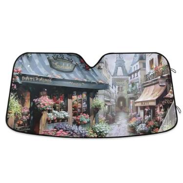 Imagem de Guarda-sol Paris Flowers Store para para-brisa de carro, proteção UV, para-brisa, para-brisa para SUV, grande