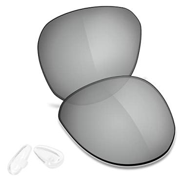 Imagem de TRUSHELL Lentes de reposição polarizadas e almofada de nariz para OAKLEY Contrail OO4147 Óculos de sol prata espelhado - Polarizado