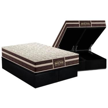 Imagem de Cama Box Baú King: Colchão Anatômico Probel Guarda Costas Extra Firme + Base Crc Suede Black (193x203)