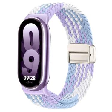 Imagem de Issinlky Pulseira trançada de nylon compatível com Xiao Mi Band 8/9/10, tira elástica para mulheres e homens