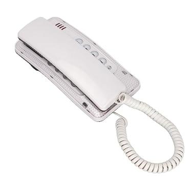 Imagem de Telefone com fio montado na parede com silenciador de flash de rediscagem, material ABS, design portátil para casa, hotel, escola, escritório (branco)