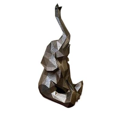Imagem de Elefante Decorativo 18cm Decoração Enfeite sala| Ideal para Centro de Mesa, Estante, Entrada e Como Presente(Preto/Dourado)