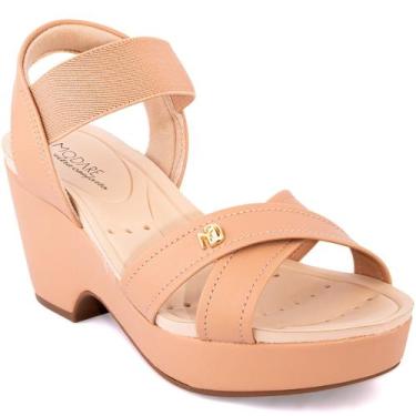 Imagem de Sandália Modare Anabela Salto Grosso Plataforma Ortopédica, Nude, 35