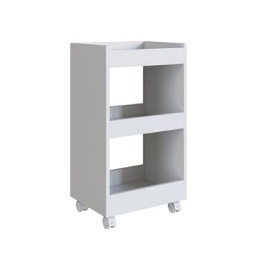 Imagem de Carrinho Auxiliar Suporte Para Esmalte Salão De Beleza Manicure Mesa Com Rodinhas (Branco)
