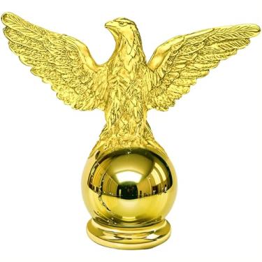 Imagem de Luckupper Topo de mastro de bandeira de águia – topo de bola de plástico ABS dourado para mastro de bandeira de 2,5 cm, peças e acessórios de ferragens decorativas, ornamento patriótico de