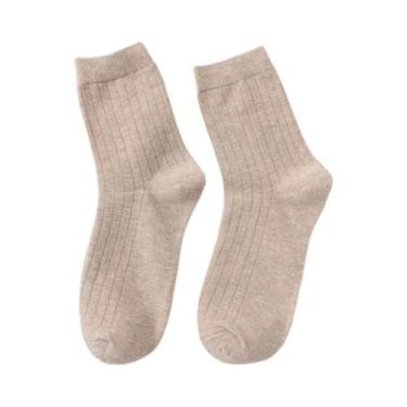 Imagem de Meias De Algodão Femininas De Cano Médio Em Cores Sólidas Para Uniform