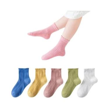 Imagem de Meias Esportivas De Algodão Para Meninos E Meninas, 5 Pares, Primavera