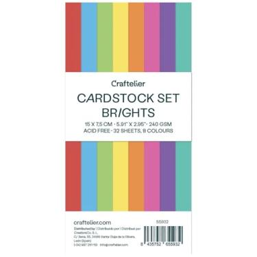 Imagem de Craftelier - Cartão Brights | Pacote de cartolina colorida | Papel colorido para artesanato, scrapbooking, projetos DIY | 32 folhas, dupla face, 15 x 7,5 cm, 240 g