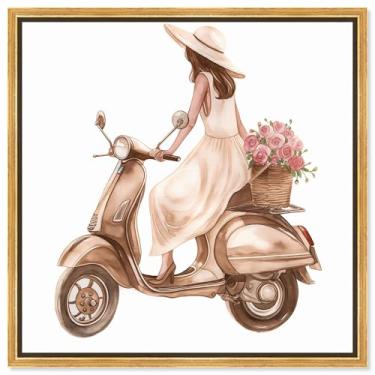 Imagem de Art Remedy Ilustração de moda em tela montando com pétalas, moldura dourada, 76 cm x 76 cm