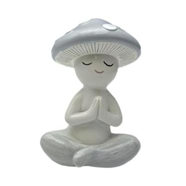 Imagem de Fenteer Estátua de cogumelo para meditação, pequena escultura, ornamento de mesa, estatueta decorativa para lareira, Style B