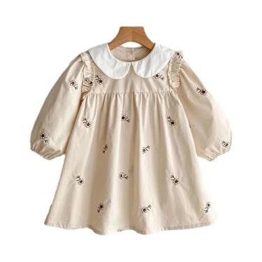 Imagem de Vestido De Festa Com Bordado De Flores E Gola De Renda Para Meninas, R