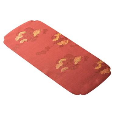 Imagem de Tapete decorativo de cerimônia de chá, lavável, bordado requintado, estilo japonês, conjunto de chá para mesa, cerimônias de chá, tecido de algodão (Vermelha)