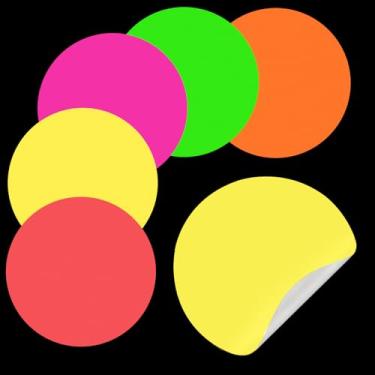 Imagem de Whaline 30 adesivos redondos coloridos neon de 20 cm que brilham no escuro, decalques autoadesivos para aniversário, casamento, pista de dança, decoração de festa, artesanato faça você mesmo