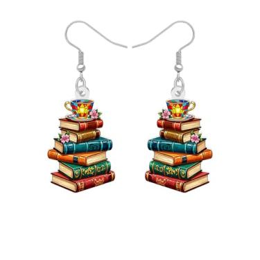 Imagem de Brincos de acrílico vintage para amantes de livros, brincos pendurados para mulheres, gratidão de professores engraçados, joias exclusivas, presentes de livros para quem gosta de livros e estudantes