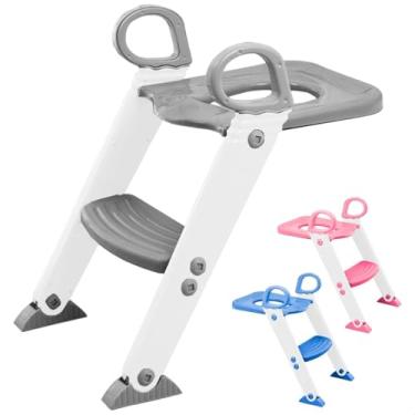 Imagem de Assento Redutor Infantil Vaso Sanitário Privada Com Escada Trono Troninho (Cinza)