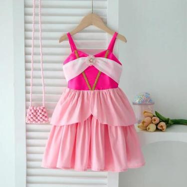 Imagem de Vestido De Princesa Para Meninas Moana Branca Neve Anna Barbie Bell Fa