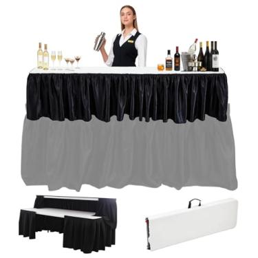 Imagem de Vercraft Mesa de elevação de 1,82 m com saias de mesa, barra móvel, dobrável, dobrável, portátil, para banquetes, festas, bares, piqueniques e restaurantes (mesa não incluída)