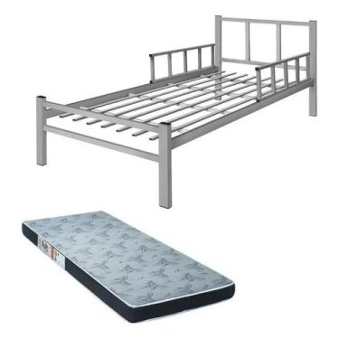 Imagem de Cama Solteiro lais inteira de aço de 0,80 com colchão solteiro - B GAS