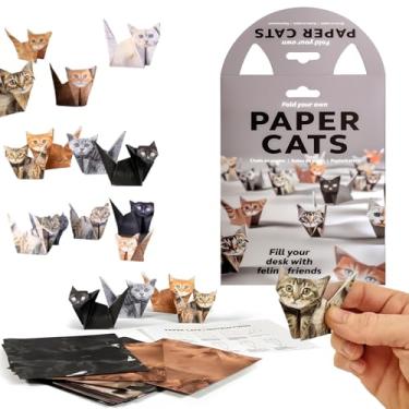 Imagem de Gatos de papel DIY, 50 folhas de papel de origami para figuras dobráveis de gatos fofos, artesanato de papel criativo para decoração de mesa e presentes, ideal para amantes de gatos
