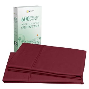 Imagem de California Design Den Fronhas Queen/Conjunto padrão de 2 - Qualidade de hotel de luxo 600 fios, fronha padrão 100% algodão macio, fresco, cetim fresco, serve para travesseiros padrão e queen -