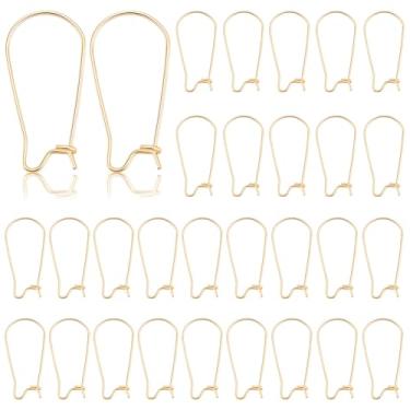 Imagem de Beebeecraft 1 caixa 120 peças de ganchos de brinco de rim de ouro, achados, brincos de argola de lágrima, achados de aço inoxidável banhado a ouro 18 K, conectores para pendurar para joias, acessórios