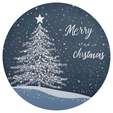 Imagem de xigua Jogo americano redondo de árvore de Natal, conjunto de 4, tapete de mesa redondo antiderrapante resistente ao calor, tapetes de mesa de 48 cm para decoração de cozinha, jantar e festa