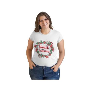Imagem de Camiseta Feminina Natal em Família Ano Novo Festa Fim de Ano Branca - 