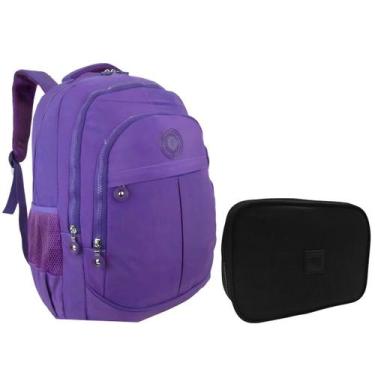 Imagem de Kit Escolar Bolsa Infantil e Estojo Box Feminino Kit Escolar Impermeáv