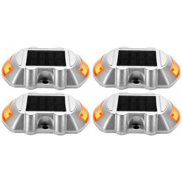 Imagem de Tacha Solar Kit 4 Uni Sinalizaçao Viaria Rodovia Estrada Obra Seguranç