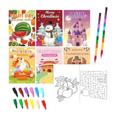 Imagem de Livro de pintura em aquarela, livro de aquarela infantil,Livro de desenho em aquarela para crianças - Conjunto de desenho para crianças com 2 canetas, livro de colorir, pintura criativa para crianças