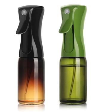Imagem de Mistifi Pulverizador de óleo premium, pulverizador de azeite de oliva – garrafa de vidro escuro para cozinhar, fritadeira a ar e salada – névoa fina, fácil de pressionar – Abyss e verde conjunto de 2