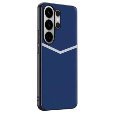 Imagem de LTLMYDAM Capa de couro vegano para Samsung Galaxy S26 Ultra/S26 Plus/S26, capa de telefone fina minimalista com borda macia para homens e mulheres, azul, S26 Ultra