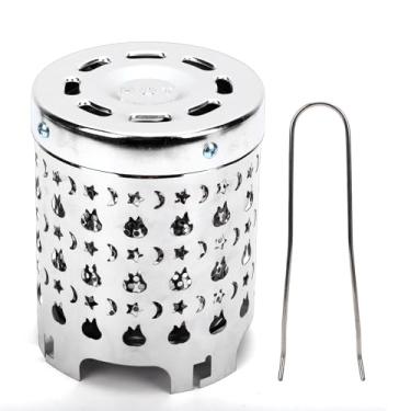 Imagem de Jectse Aquecedor de Acampamento de Aço Inoxidável, Aquecedor de Barraca Portátil de Dissipação de Calor de Camada Dupla Com Alça Robusta Embutida para Piquenique Ao Ar Livre, (Estrela da Lua)