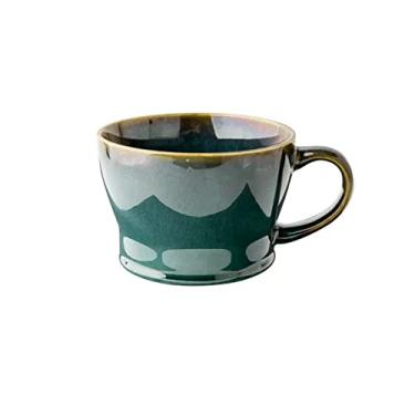 Imagem de Xícara de café moderna de cerâmica verde gradual vintage 550 ml caneca personalizada para escritório xícara de chá simples xícara de café da manhã xícara de aveia