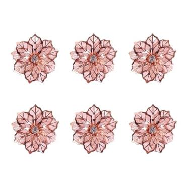 Imagem de 3/6/12 peças de anel de guardanapo dourado prata cadeiras fivelas casamento evento decoração artesanato suporte artesanal suprimentos de festa (ouro rosa, 6 peças)