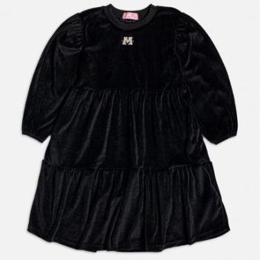 Imagem de Vestido Midi Infantil Manga Longa em Veludo Preto Momi-Feminino