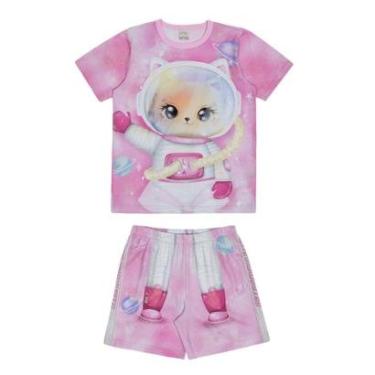 Imagem de Pijama Infantil Menina Gatinha Astronauta Rosa Alakazoo-Feminino