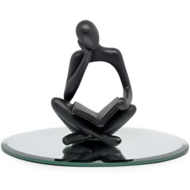 Imagem de Est?tua Decorativa Figura Pensador Enfeite Mesa Sala Rack Escultura Resina Abstrata Moderno Enfeite Decora??o Casa (Livro Preto D)