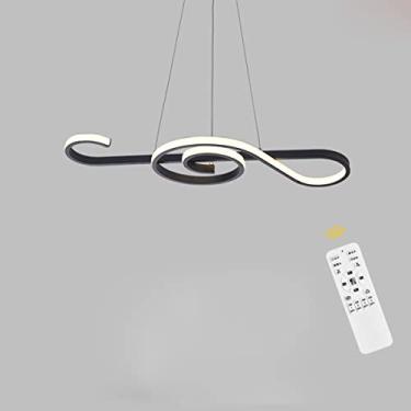 Imagem de Luminária pendente moderna para mesa de jantar, com LED dimerizável e controle remoto, altura ajustável. Ideal para sala de estar, sala de jantar e escritório. (Preta, 70 cm de comprimento/4