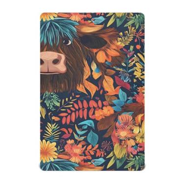 Imagem de xigua Lençol de berço fofo de vaca Highland para meninas e meninos, lençol macio e respirável adequado para berço padrão e cama infantil 71 x 132 cm