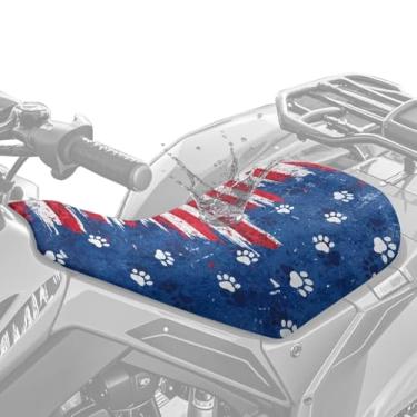 Imagem de Brosoneto Capa de assento de quadriciclo bandeira americana capa de assento de quatro rodas pata de cachorro à prova d'água acessórios universais ATV compatíveis com Polaris Sportsman Polaris