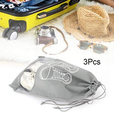Imagem de KIMISS 3 Unidades de Saco de Armazenamento de Sapatos de Tecido Não Tecido - Organizador Leve à Prova de Poeira para Viagens Com Janela de PVC Transparente (Nenhum dano em saco de sapato de pano com