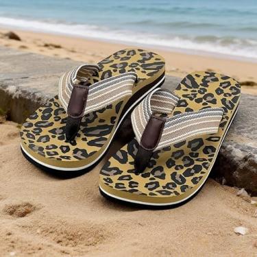 Imagem de Sandália feminina ortopédica casual confortável para ioga com suporte de arco, Estampa de leopardo, 38