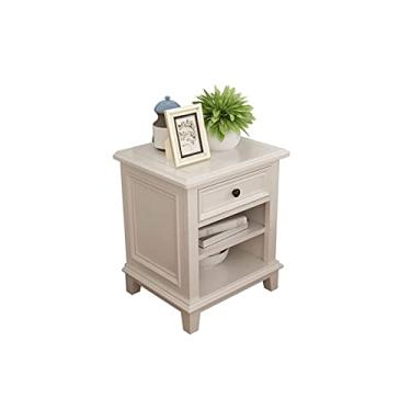 Imagem de Prateleira de cabeceira de madeira maciça, mesa de cabeceira lateral, quarto, moderno, minimalista, armazenamento, sofá, armário lateral, corredor, mesa, estantes, cômoda